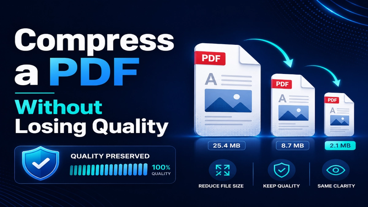 PDF compression comparison showing a large file becoming smaller