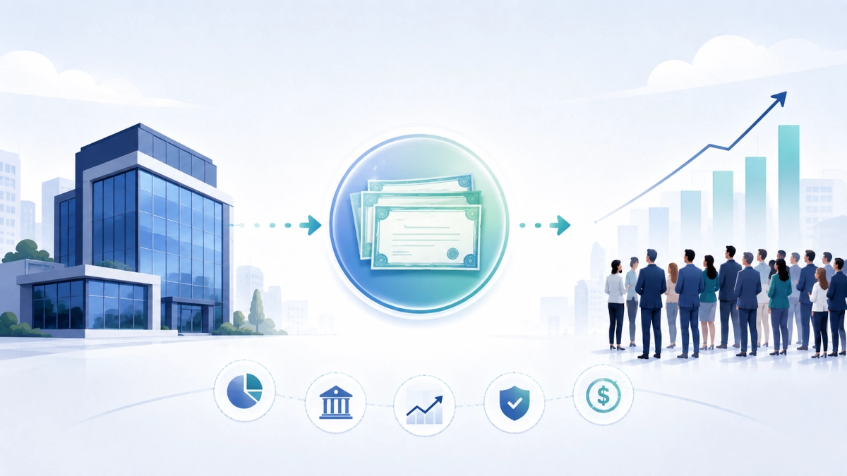 Company shares moving from private ownership to public investors through an IPO