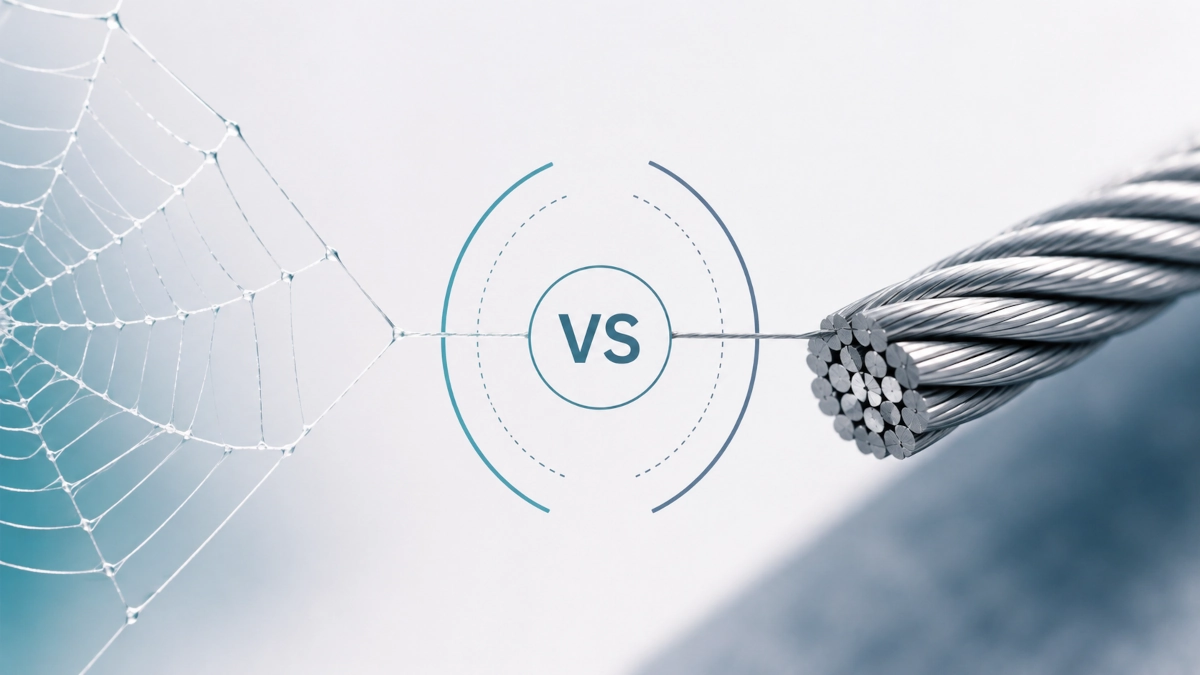 Spider silk and steel compared by strength, toughness and weight